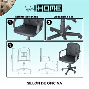 Silla de Oficina Negra WELL HOME 58x58x80 cm, Silla de Escritorio para Mamá con Acolchado Confortable - Product Image 2