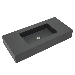 Lavabo Minimalista in Resina 100 Cm Grigio Opaco con Foro per Rubinetto di Koricini - Product Image 2