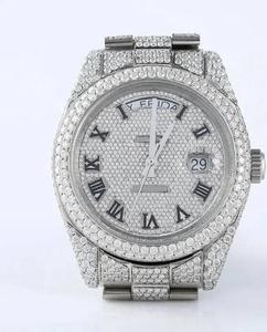 New Arrival Ultra Luxurious Moissanite Diamond <b>Watch</b> Premium Roman Dial High Quality Stainless Steel <b>Case</b> Band Featuring Day - Product Image 1