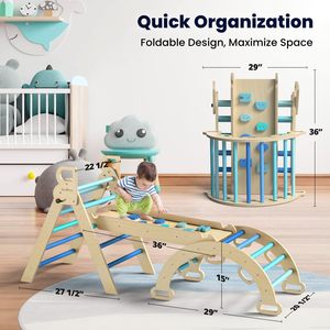 Ensemble de maison de jeu <span class=keywords><strong>en</strong></span> <span class=keywords><strong>bois</strong></span> pour tout-petits, <span class=keywords><strong>cabane</strong></span> de jeu pliable Montessori pour enfants, maison de jeu multifonctionnelle pour jeunes enfants - Product Image 6