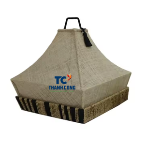 Plateau en jonc de mer artisanal de haute qualité avec couverture alimentaire en lin multifonctionnel dans les décorations du Ramadan écologique - Product Image 2