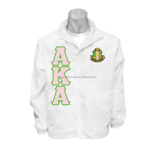 Chaqueta cortavientos ligera para entrenadores Chaquetas de hermandad personalizadas Diseño personalizado cortavientos línea entrenadores chaquetas AKA - Product Image 1