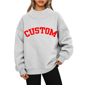 Sudadera de Cuello Alto para Mujer de Alta Calidad, con Logotipo Personalizado Bordado, Sudadera de Felpa Gruesa, Sudadera Estampada - Product Image 5