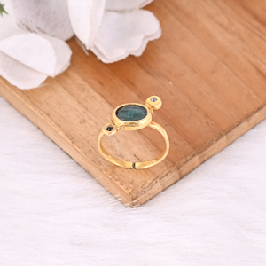 Custom Women's 925 Sterling Silver Ring Natural Tourmaline Gemstone Bezel Setting <b>Yellow</b> Gold Plating Stylish Classic Statement - Product Image 4