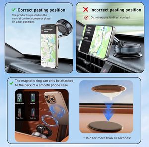 Soporte Magnético <span class=keywords><strong>para</strong></span> Teléfono de Coche de Aleación de Zinc, Adsorción al Vacío, Imán Potente, Rotación de 360 Grados <span class=keywords><strong>para</strong></span> iPhone, Escritorio, Coche, Baño, Gimnasio - Product Image 5