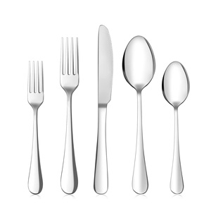 Ensemble de couverts en métal de style vintage avec manche simple, plaqué argent, pour la maison et l'hôtel, vaisselle de table, ensembles de couverts - Product Image 1