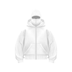 Moda invierno Streetwear personalidad Sudadera con capucha hombres Color sólido doble capa con capucha pulóver sudadera Hip Hop - Product Image 5