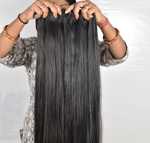 Vente en gros d'extensions de cheveux humains crépus bruts non traités pour femme noire, jeunes extensions de cheveux naturels lisses vierges pour temple indien - Product Image 5