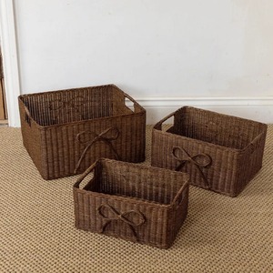 Juego de 3 Cestas de Almacenamiento Hechas a Mano de Ratán Ecológico, Ratán Natural Moderno Multifuncional Artex Green Earth Hecho en Hanoi - Product Image 2