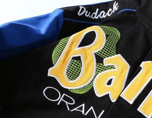 แจ็คเก็ตผ้าปักลายของผู้ชาย,แจ็กเก็ตเบสบอลแขนยาวทำจากหนังทำตามสั่งปี2023 - Product Image 2