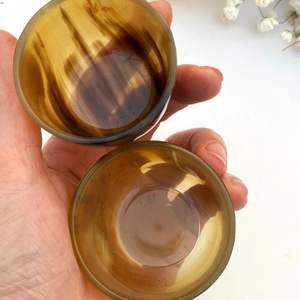 Petit bol de service vintage élégant en corne de buffle avec design naturel et bol décoratif en buffle lisse pour le rasage - Product Image 6