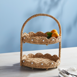 ถาดเสิร์ฟอาหารทะเลทรงหอยเชลล์ธรรมชาติทำด้วยมือ2ชั้นขายส่งจากเวียดนาม - Product Image 3