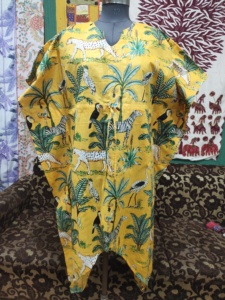 Robe caftan en coton imprimé jungle femmes taille libre coupe ample respirant Maxi col en v couverture de plage grande taille tenue décontracté - Product Image 5