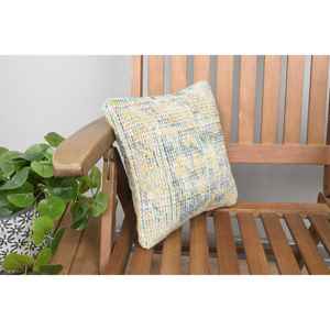 Premium Luxury 12x12 pulgadas lana amarilla Kantha Patchwork almohada tejida Vintage Floral bordado cojín decorativo para uso en el suelo - Product Image 2