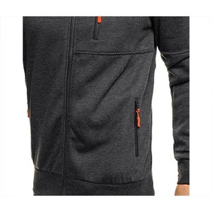 Chaqueta con capucha informal de manga larga para hombre, sudadera deportiva de gimnasio con cremallera de Color sólido para primavera otoño 100%, Material teñido liso de algodón - Product Image 6