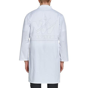 เสื้อกาวน์แล็บสำหรับผู้ชาย เสื้อกาวน์แพทย์มืออาชีพ แขนยาว สีขาว ชุดทำงานในคลินิก มีกระเป๋าอเนกประสงค์หลายช่อง ทนทาน กระชับพอดีตัว - Product Image 4