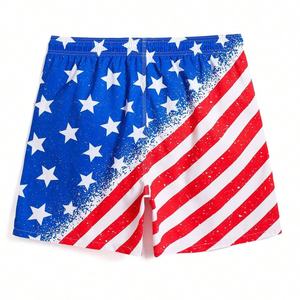 กางเกงขาสั้นลำลองผู้ชายพิมพ์ลายธงชาติสหรัฐอเมริกาคุณภาพสูง แฟชั่นใหม่ปี 2024 ระบายอากาศได้ดี แห้งเร็ว ผ้ายืด/โพลีเอสเตอร์ เหมาะสำหรับออกกำลังกาย - Product Image 2