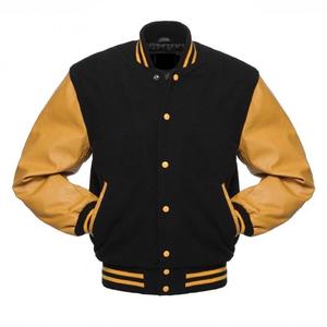 Personnalisé noir or Letterman élégant tissu hommes hiver veste chauffante décontracté laine corps peau de vache cuir complet chaud - Product Image 3
