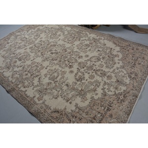 Alfombra Vintage, Alfombra Turca de 6.3x9.7 pies, Alfombra de Lana Marrón Sólida - Product Image 4