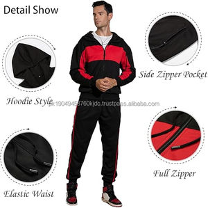 Survêtement athlétique personnalisé pour hommes, à capuche, manches longues, fermeture à glissière complète, pantalon de jogging, 2 pièces, patchwork, tenues de sport, hiver, taille XL - Product Image 4