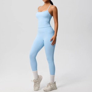 ชุดโยคะสองชิ้นระบายอากาศได้ดีสวยงามสำหรับการวิ่งกลางแจ้งและออกกำลังกายรัดรูปไร้รอยต่อลายพื้นสำหรับกีฬาและสันทนาการ - Product Image 6