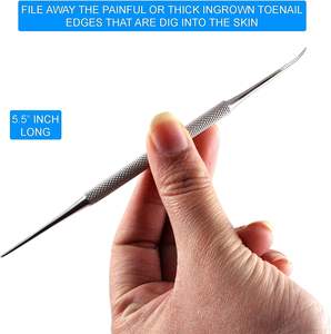 Herramientas de manicura para uñas encarnadas, limas de uñas de doble punta con borde afilado en forma de cuchara, limpiador y recortador de uñas, acero inoxidable de grado quirúrgico - Product Image 2