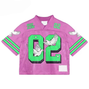 Maillot de football américain personnalisé à manches courtes, respirant, grande taille, séchage rapide, jaune, design en maille, transfert thermique – Meilleures ventes - Product Image 2