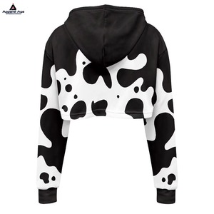 100% algodón orgánico personalizado mujer Sexy Crop Top Sudadera con capucha de alta calidad francés Terry en blanco gota hombro Sudadera con capucha - Product Image 2