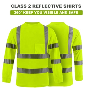 Chemises de sécurité réfléchissantes haute visibilité ANSI Classe 1 à séchage rapide, manches longues, vêtements de travail pour la construction AWARTEN INTERNATIONAL - Product Image 3