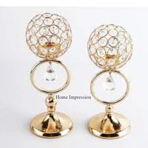Most Fancy Look Metal Gold Plated Leaves Designer Stand and Base for <b>Crystals</b> Beaded <b>Candle</b> Holders and Jars in Wholesale Price - Product Image 3