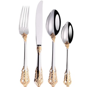 Meilleur service de couverts en métal avec poignée en relief finition argentée pour les ensembles de couverts de table à manger - Product Image 1