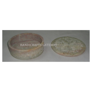 Newly Round Shape and Standard Size of Unique Design Handmade Natural Soapstone Carving Jewelry Boxes for <b>Wedding</b> <b>Gift</b> <b>Box</b> - Product Image 1