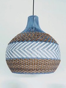 Vietnam-Made Courtland Blue <b>Rattan</b> <b>Pendant</b> Light Popular Coastal Interior Design with Asian & Farmhouse Style Wooden Material - Product Image 4