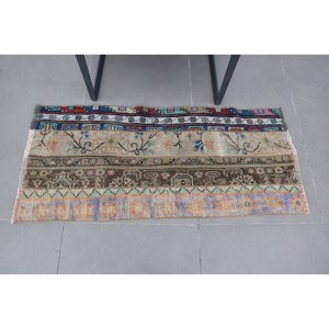 Alfombra Turca Vintage, Alfombra Pequeña de 2.1x4.4 pies, Alfombra de Lana Abstracta Azul y Roja - Product Image 3