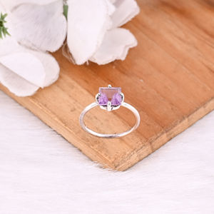 Anillo de Plata de Ley 925 Hecho a Mano con Amatista Natural, Joyería Fina para Mujer, Anillo de Declaración, Joyería de Moda para Boda y Compromiso - Product Image 3