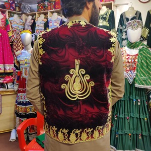 Gilet sans manches vintage pour homme, ethnique afghan, culturel, traditionnel, d'hiver, fait à la main, broderie classique, vêtement de mariage - Product Image 3