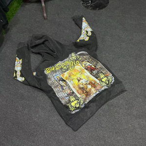 Sudadera con Capucha Personalizada de Color Negro con Impresión DTF de Alta Calidad, 100% Algodón, Unisex, para Invierno, Servicio OEM - Product Image 1