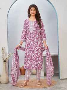 Lightweight Trendy 3-Piece Cotton Men's Formal <b>Kurti</b> with Flower Print Quick Dry for Formal and Casual Occasions - Product Image 4