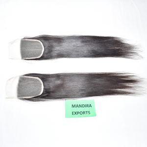 วิกผมยาวสีดำยาวแบบอินเดียสำหรับลูกไม้สวิสเป็นลอนธรรมชาติแบบคู่ - Product Image 5