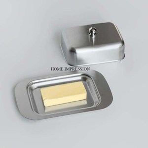 Fabricante de plato de mantequilla de queso moderno ecológico con forma personalizada de metal con tapa de vidrio plato de mantequilla hecho a mano - Product Image 6