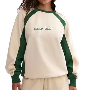 Vente en gros personnalisé 100% coton Fitness Sportswear Sweatshirts Color Block Loose Fit manches longues col rond sweats à capuche pour femmes - Product Image 1