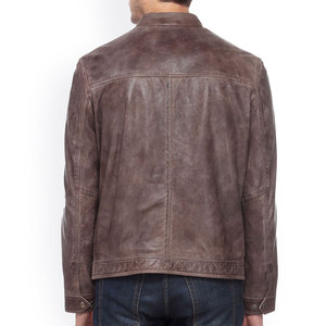 Custom Designed <b>Thin</b> Cow Skin Men's Leather Winter <b>Jacket</b> Solid Color <b>Waterproof</b> Breathable Windproof Custom Logo Streetwear - Product Image 3