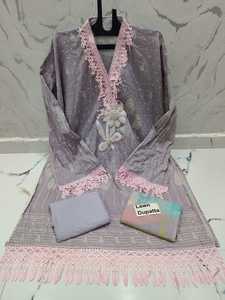 Jacquard Woven Patiala Suit Salwar and Matching <b>Shawl</b> Unstitched Fabric Length for Custom Designer Stitching - Product Image 4