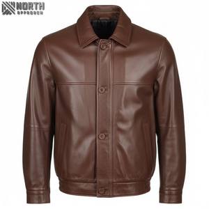 Bleu marine personnalisé haute qualité en cuir véritable veste usine directe grande taille bouton veste en cuir à la mode pour hommes 2025 - Product Image 1