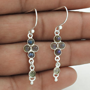 Natural Labradorite Gemstone 925 <b>Sterling</b> <b>Silver</b> Unique Design Dangle <b>Earrings</b> for Mother's Day Bohemian Jewelry Bulk Suppliers - Product Image 4