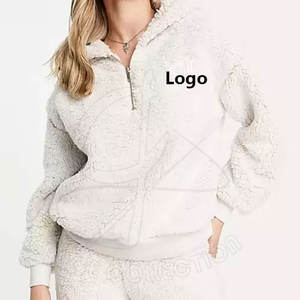 Women's Thick-Lined Athletic Workout <b>Hoodies</b> Customized Peking <b>Sherpa</b> Heavy Weight Jersey Fabric for Winter for Girls' Sports - Product Image 2