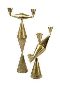 Ensemble de bougeoirs en forme de sablier en métal doré moderne, style nordique, finition en laiton, bougeoir décoratif, centre de table de mariage - Product Image 5