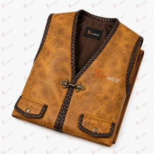 Chaleco de Cuero Sintético Marrón para Hombre, Talla Grande, con Bolsillos Delanteros, Cierre de Botones, Transpirable, Ropa Exterior Informal de Verano - Product Image 6
