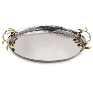 Designer Metal Serving Tray Created For Elegant Table Presentation - Product Image 1