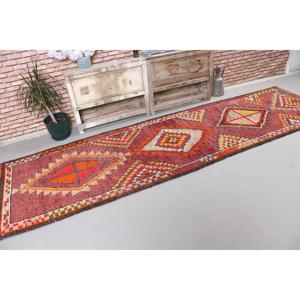 Tapis 3x11,1 pieds, tapis Herki vintage, tapis oriental turc en laine rouge - Product Image 4